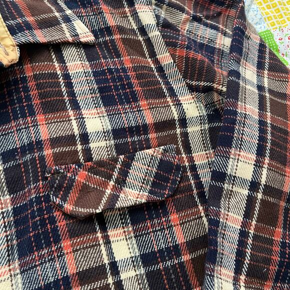 Vintage 80s Mens Brown Plaid Flannel Hunting Shirt // Size Large‎ - Picture 6 of 6